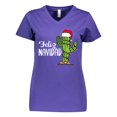 thumbnail image 1 of Inktastic Feliz Navidad Christmas Cactus in Santa Hat Women's V-Neck T-Shirt, 1 of 5