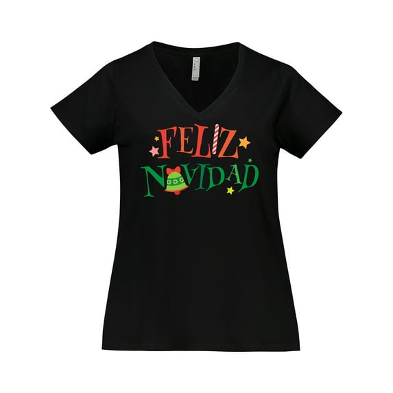 Inktastic Feliz Navidad Christmas Women's Plus Size V-Neck T-Shirt