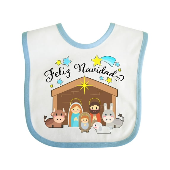 Inktastic Feliz Navidad Cute Nativity Scene Boys or Girls Baby Bib