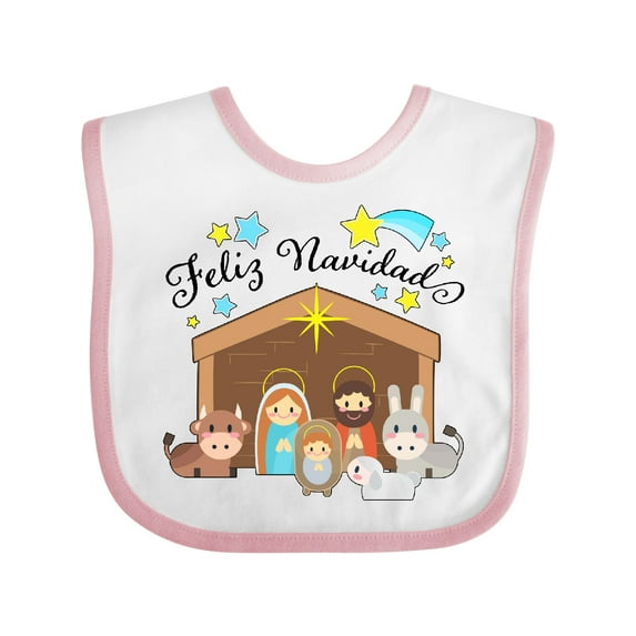 Inktastic Feliz Navidad Cute Nativity Scene Boys or Girls Baby Bib