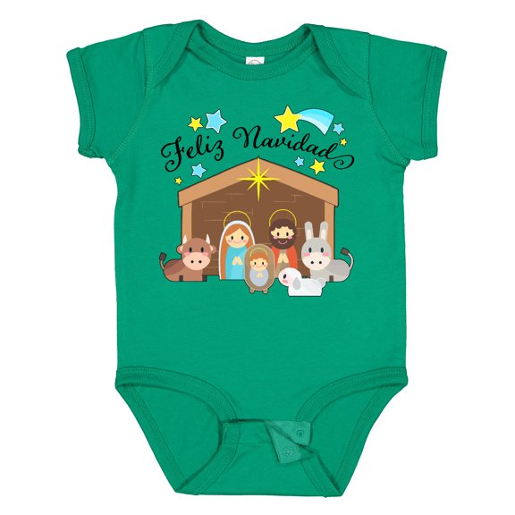 Inktastic Feliz Navidad Cute Nativity Scene Boys or Girls Baby Bodysuit