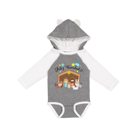 Inktastic Feliz Navidad Cute Nativity Scene Boys or Girls Long Sleeve Baby Bodysuit