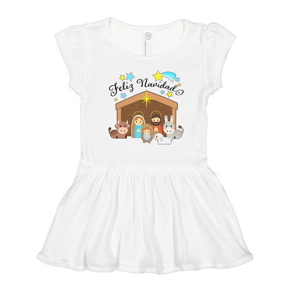 Inktastic Feliz Navidad Cute Nativity Scene Girls Toddler Dress