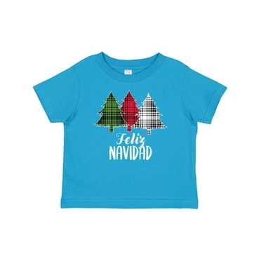 Inktastic Feliz Navidad Plaid Trees Boys or Girls Baby T-Shirt