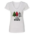 thumbnail image 1 of Inktastic Feliz Navidad Plaid Trees Women's V-Neck T-Shirt, 1 of 5