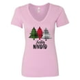 thumbnail image 1 of Inktastic Feliz Navidad Plaid Trees Women's V-Neck T-Shirt, 1 of 5