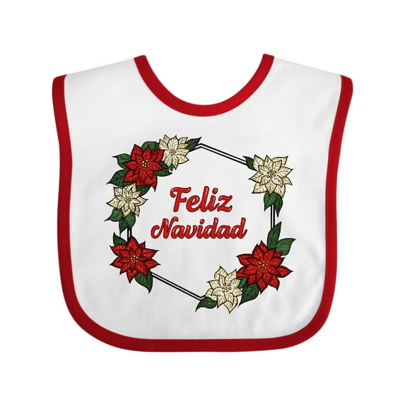 Inktastic Feliz Navidad Poinsettia Boys or Girls Baby Bib