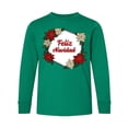 thumbnail image 1 of Inktastic Feliz Navidad Poinsettia Long Sleeve Youth T-Shirt, 1 of 5