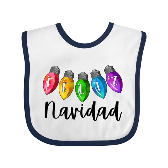 Inktastic Feliz Navidad Rainbow Holiday Lights Boys or Girls Baby Bib