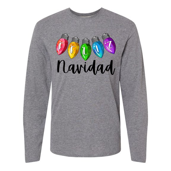 Inktastic Feliz Navidad Rainbow Holiday Lights Long Sleeve T-Shirt