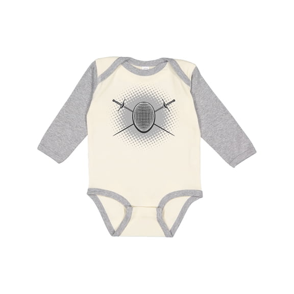 Inktastic Fencing Mask Foils Halftone Boys or Girls Long Sleeve Baby Bodysuit