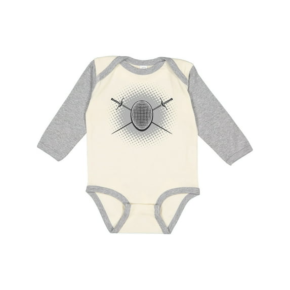 Inktastic Fencing Mask Foils Halftone Boys or Girls Long Sleeve Baby Bodysuit