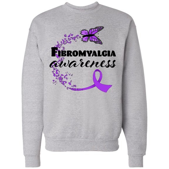 Inktastic Fibromyalgia Awareness Butterfly Ribbon Adult Sweatshirt
