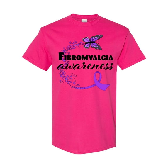 Inktastic Fibromyalgia Awareness Butterfly Ribbon T-Shirt
