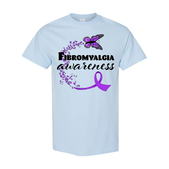 Inktastic Fibromyalgia Awareness Butterfly Ribbon T-Shirt