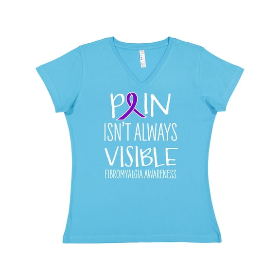 Inktastic Fibromyalgia Awareness Pain Isn't Always Visible Women's V-Neck T-Shirt