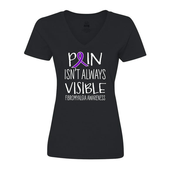 Inktastic Fibromyalgia Awareness Pain Isn't Always Visible Women's V-Neck T-Shirt