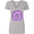 thumbnail image 1 of Inktastic Fibromyalgia Awareness Rainbow with Purple Ribbon Women's V-Neck T-Shirt, 1 of 5