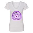 thumbnail image 1 of Inktastic Fibromyalgia Awareness Rainbow with Purple Ribbon Women's V-Neck T-Shirt, 1 of 5
