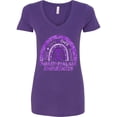 thumbnail image 1 of Inktastic Fibromyalgia Awareness Rainbow with Purple Ribbon Women's V-Neck T-Shirt, 1 of 5