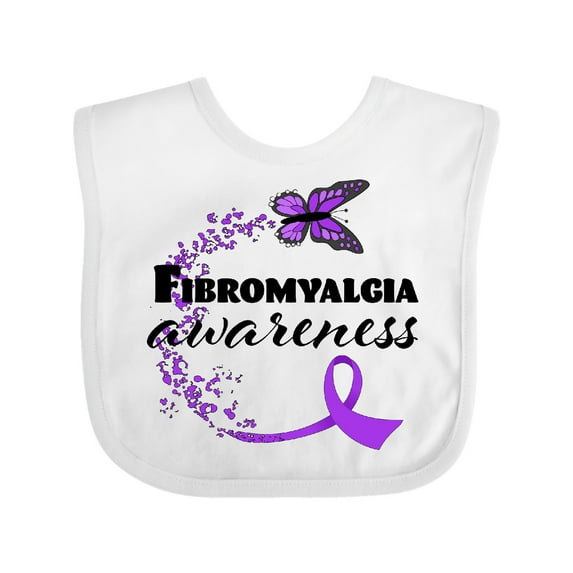 Inktastic Fibromyalgia Awareness butterfly ribbon Boys or Girls Baby Bib