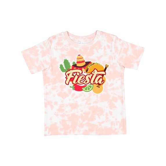Inktastic Fiesta with Sombrero Taco Cactus Lime Red Pepper and Guitar in Background Boys or Girls Toddler T-Shirt