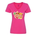 thumbnail image 1 of Inktastic Fiesta with Sombrero Taco Cactus Lime Red Pepper and Guitar in Background Women's V-Neck T-Shirt, 1 of 5