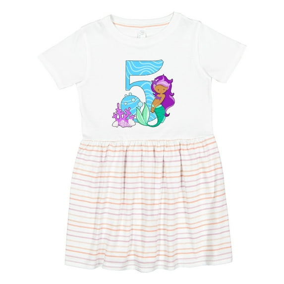 Inktastic Fifth Birthday Mermaid Girls Toddler Dress