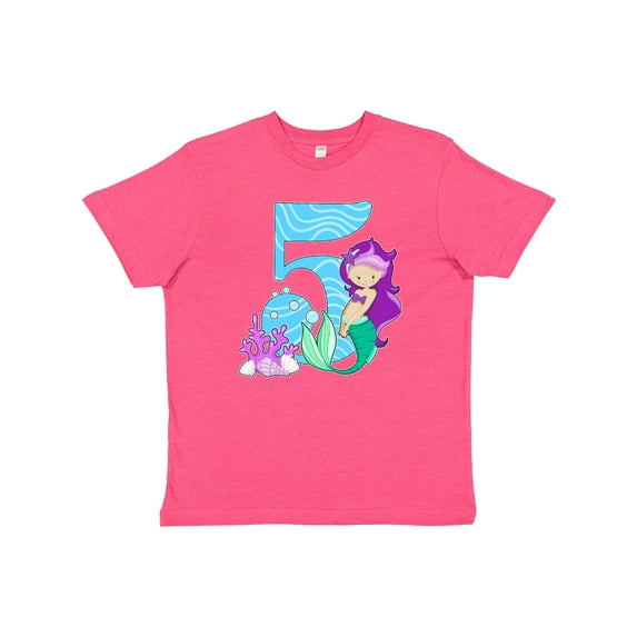 Inktastic Fifth Birthday Mermaid Youth T-Shirt