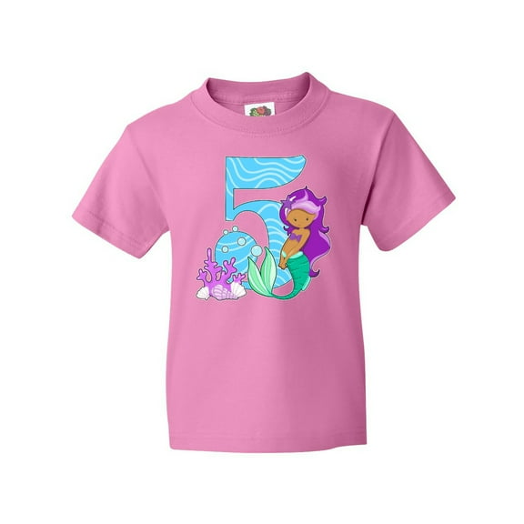 Inktastic Fifth Birthday Mermaid Youth T-Shirt