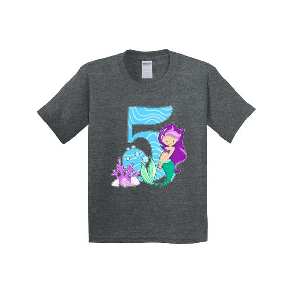 Inktastic Fifth Birthday Mermaid Youth T-Shirt