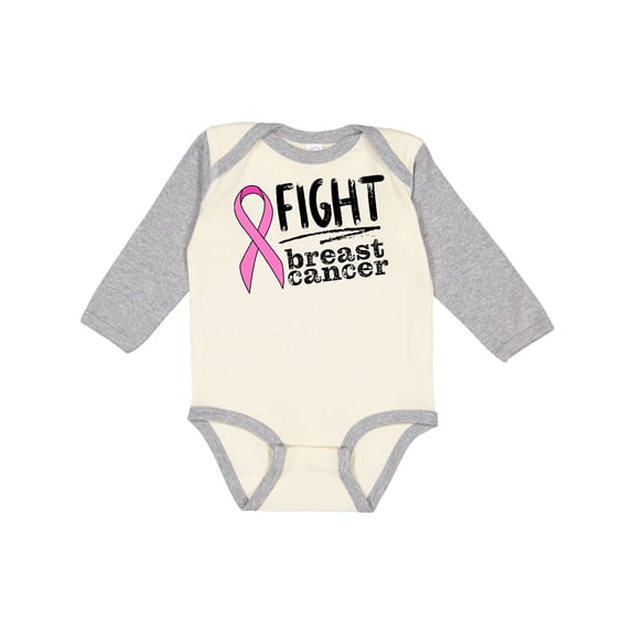 Inktastic Fight Breast Cancer Pink Ribbon Boys or Girls Long Sleeve Baby Bodysuit