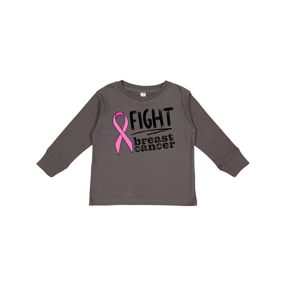 Inktastic Fight Breast Cancer Pink Ribbon Boys or Girls Long Sleeve Toddler T-Shirt