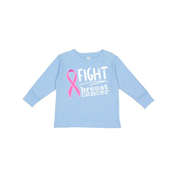 Inktastic Fight Breast Cancer Pink Ribbon Boys or Girls Long Sleeve Toddler T-Shirt