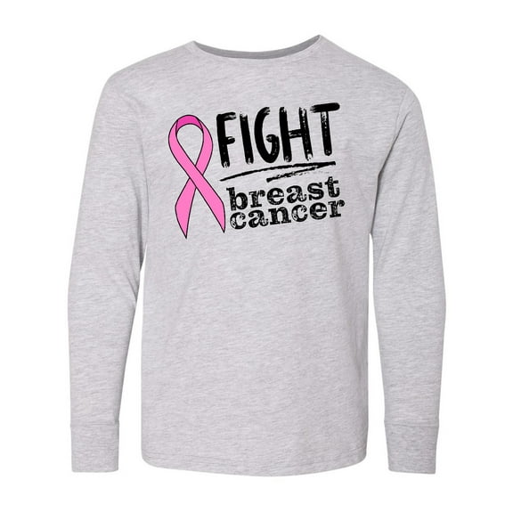 Inktastic Fight Breast Cancer Pink Ribbon Long Sleeve Youth T-Shirt