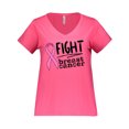 thumbnail image 1 of Inktastic Fight Breast Cancer Pink Ribbon Women's Plus Size V-Neck T-Shirt, 1 of 4