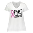 thumbnail image 1 of Inktastic Fight Breast Cancer Pink Ribbon Women's Plus Size V-Neck T-Shirt, 1 of 5