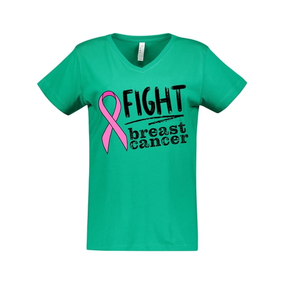 Inktastic Fight Breast Cancer Pink Ribbon Women's V-Neck T-Shirt