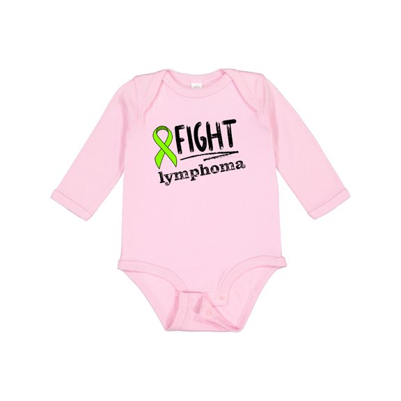 Inktastic Fight Lymphoma Lime Ribbon Boys or Girls Long Sleeve Baby Bodysuit