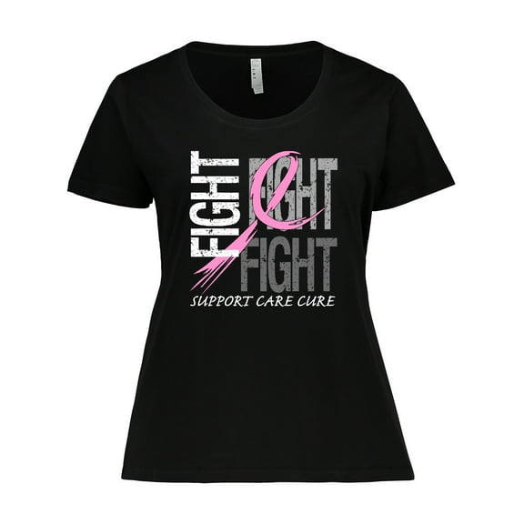 Inktastic Fight- Support, Care, Cure- Breast Cancer Awareness Women's Plus Size T-Shirt