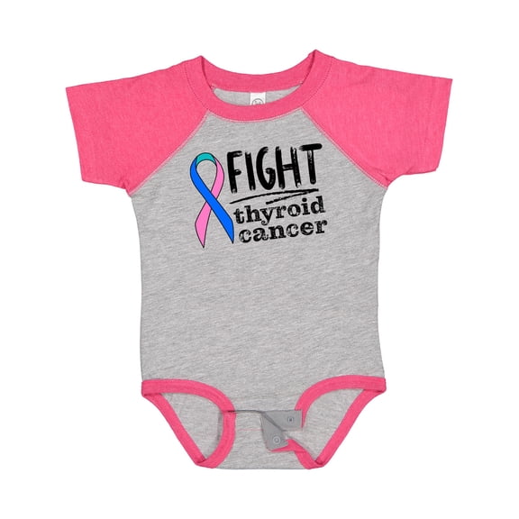 Inktastic Fight Thyroid Cancer Pink, Blue, Teal Ribbon Boys or Girls Baby Bodysuit