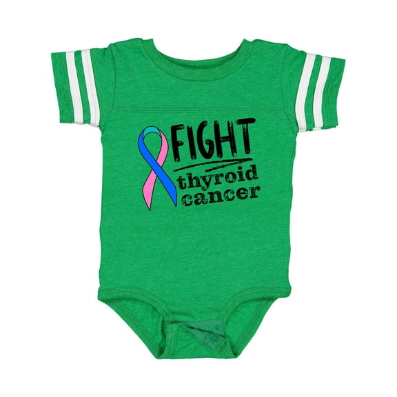 Inktastic Fight Thyroid Cancer Pink, Blue, Teal Ribbon Boys or Girls Baby Bodysuit