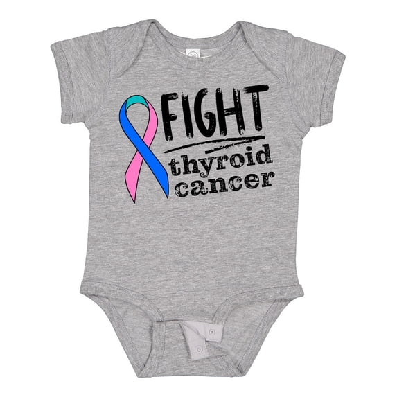 Inktastic Fight Thyroid Cancer Pink, Blue, Teal Ribbon Boys or Girls Baby Bodysuit