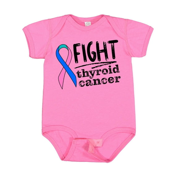 Inktastic Fight Thyroid Cancer Pink, Blue, Teal Ribbon Boys or Girls Baby Bodysuit