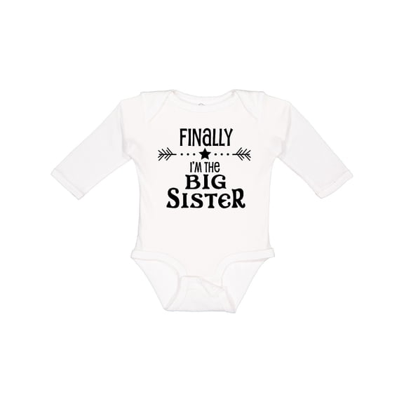 Inktastic Finally I'm the Big Sister Girls Long Sleeve Baby Bodysuit