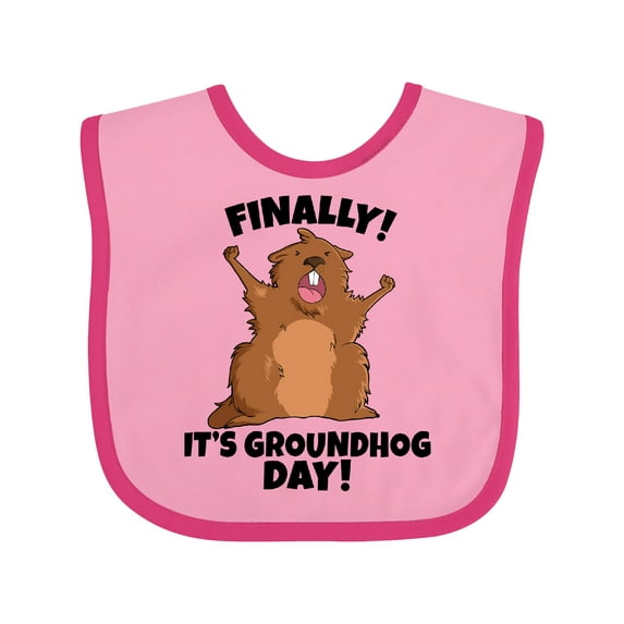 Inktastic Finally It's Groundhog Day Boys or Girls Baby Bib