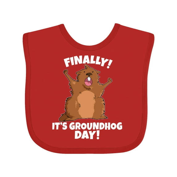 Inktastic Finally it's Groundhog Day Boys or Girls Baby Bib