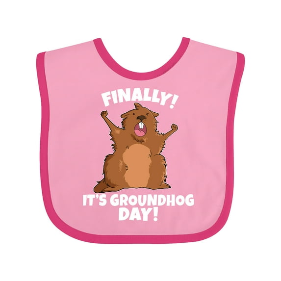 Inktastic Finally it's Groundhog Day Boys or Girls Baby Bib