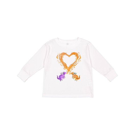 Inktastic Fire Heart Dragons Boys or Girls Long Sleeve Toddler T-Shirt