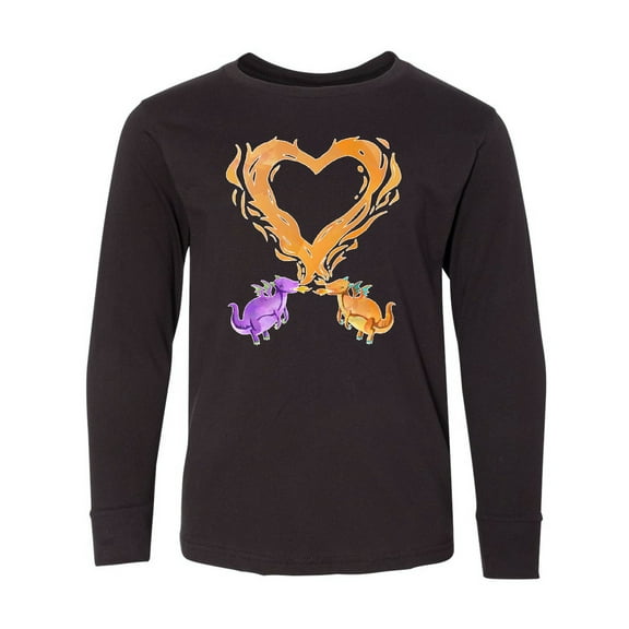 Inktastic Fire Heart Dragons Long Sleeve Youth T-Shirt